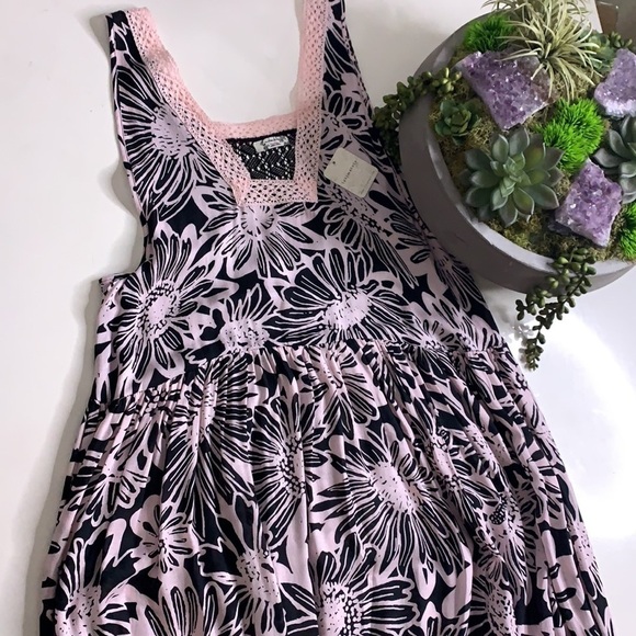 Free People Tiers You Sleeveless Maxi Dress Pink Washed Black combo new small - Picture 2 of 16